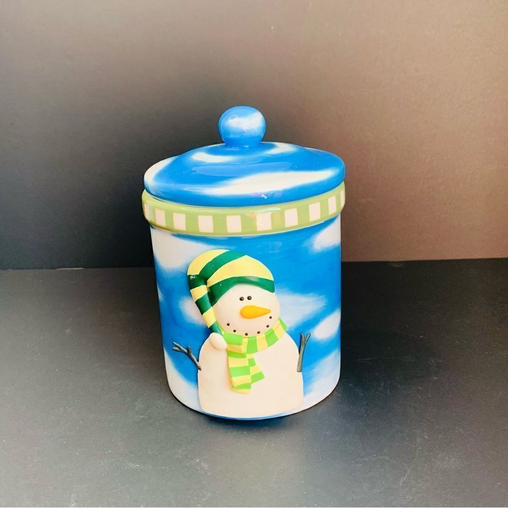 Oneida Sakura Wintergreen Snowman Cookie Jar
